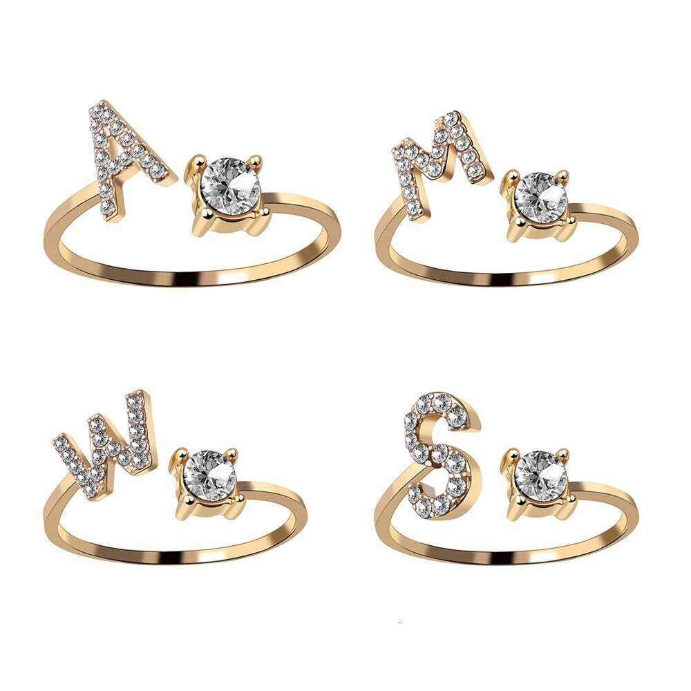 A-Z Letter Adjustable Opening Rings For Women Couple Alphabet Name Initials Ring Men Wedding Finger Jewelry anillos mujer H260312
