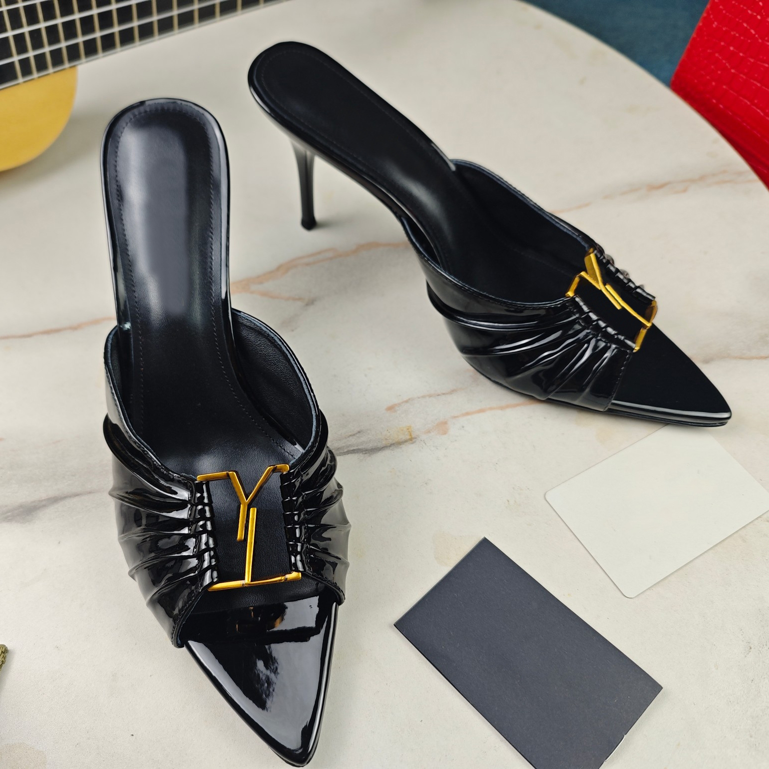 Designer Women High Heels Shoes Red Peep Toe Sandals Red Bottomshoes Women Heels Nude Black Patent Leather Brand Pumps Size 35-41