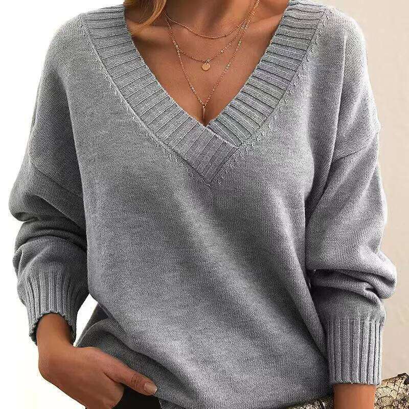 2025 Fall Winter New Fashion Women's Sweater Loose-Fit V-Neck Casual Pullover Knit Tops Y2k Clothing Z260313
