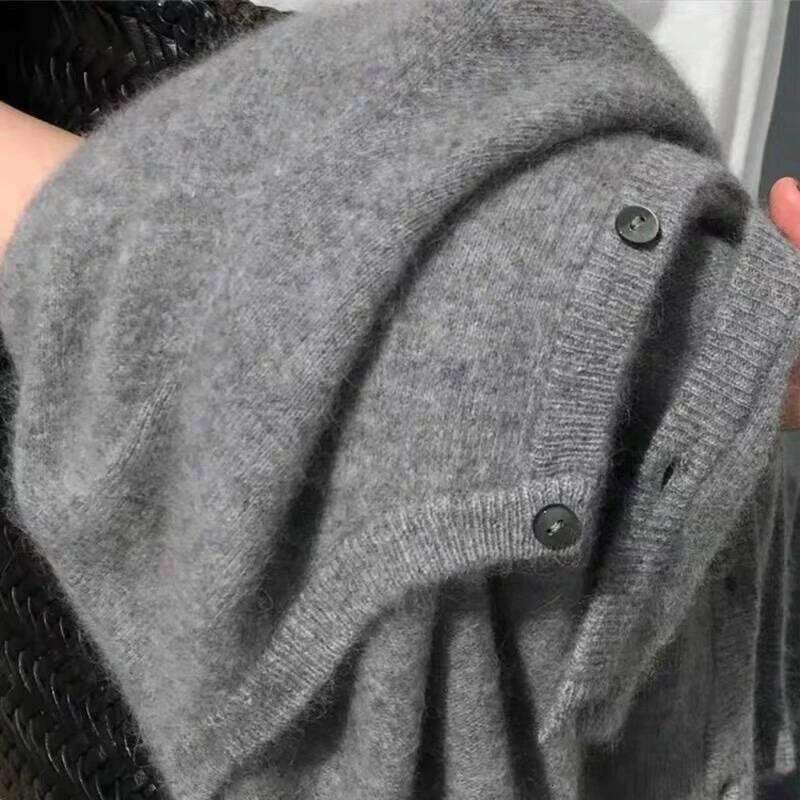 2026 Korean Knitted Cardigan Women's Autumn Winter Fashion O-Neck Versatile Slimming Basis Sweater Long Sleeve Vintage Y2k Tops Z260313