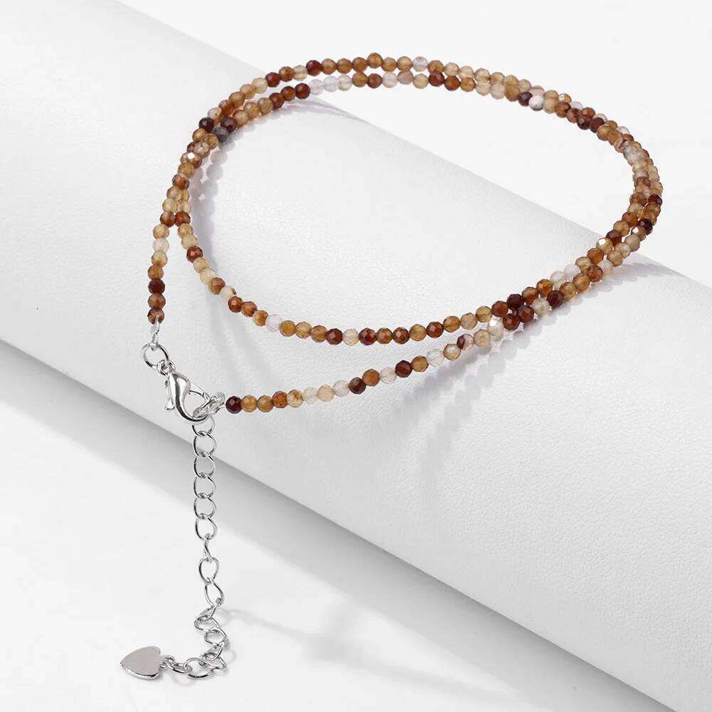 2mm Natural Stone Beads Necklace Simple Female Women Handmade Bohemia Choker Necklaces Tourmaline Crystal Chain Fashion Jewelry H260312