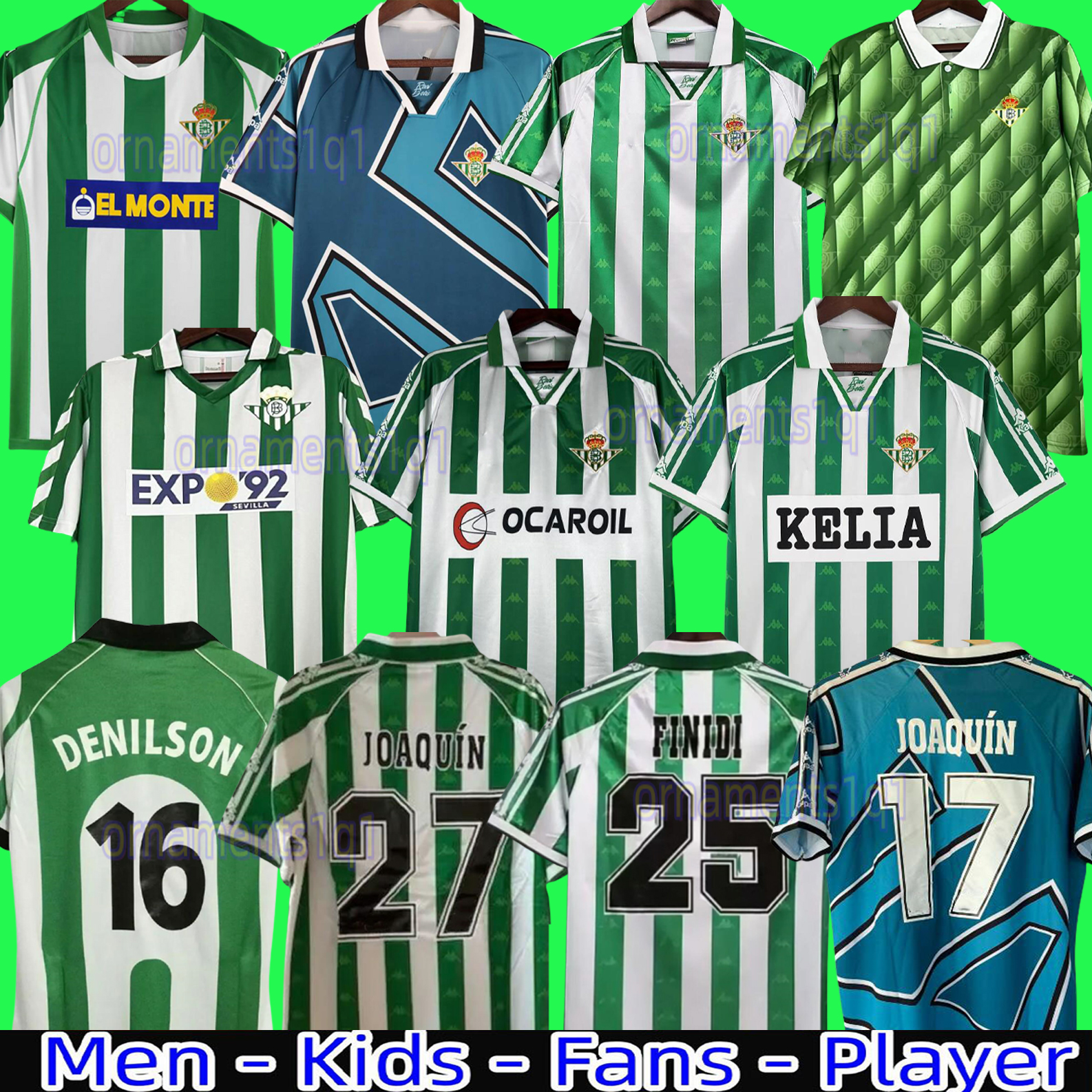 Retro real Betis soccer Jerseys REAL classic vintage football shirt 01 02 03 04 76 77 82 85 94 95 96 97 98 99 00 1995 1997 1976 ALFONSO BETIS JARNI DENILSO 1977 1985 2000 2003