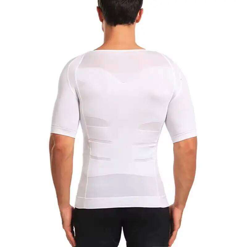 Mens Slimming Body Shaper Compression Shirt Tummy Control Slimmer Shapewear Gynecomastia Undershirt Posture Corrector Tops 26Y0313
