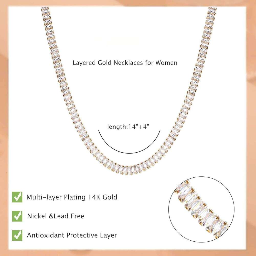 Cubic Zircon 14K Gold Plated Waterproof Layered Necklaces Non Tarnish Dainty Necklace Stack Jewelry for Women H260312