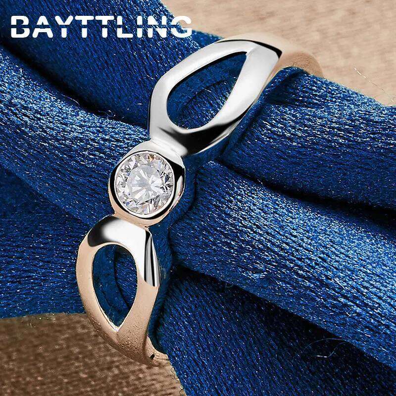 Fashion 925 Sterling Silver 2 Drops Round Zircon 7/8/9/10# Ring For Women Charm Wedding Gift Jewelry Accessories H260312