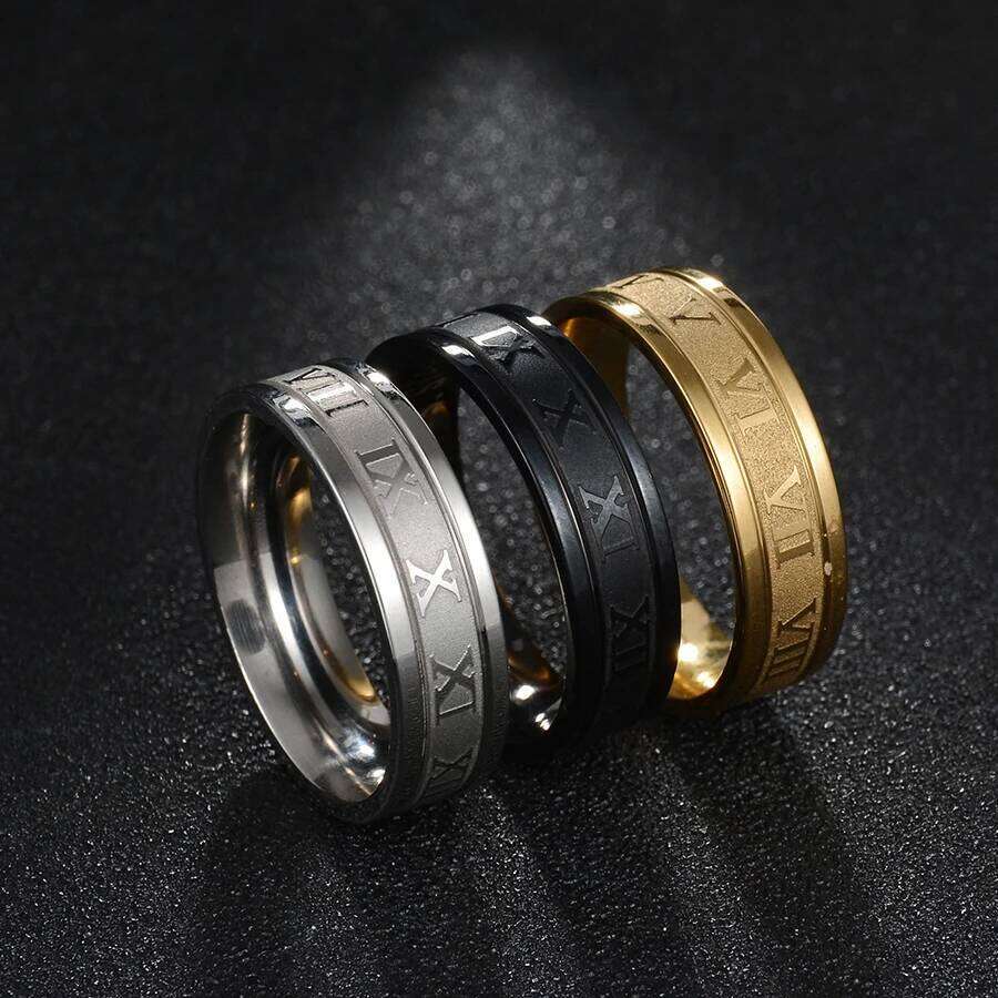 Letdiffery 6mm Punk Roman Numerals Rings High Quality Stainless Steel Women Men Jewelry For Wholesale Dropshipping H260312