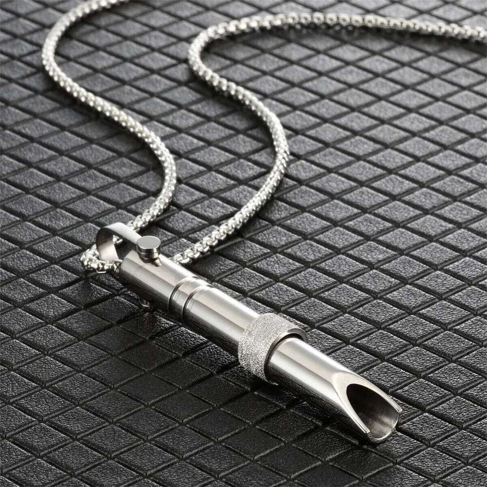 2025 New Fashionable Breathing Meditation Whistle Pendant Necklace, Charming and Colorful Stainless Steel Jewelry Necklace H260312