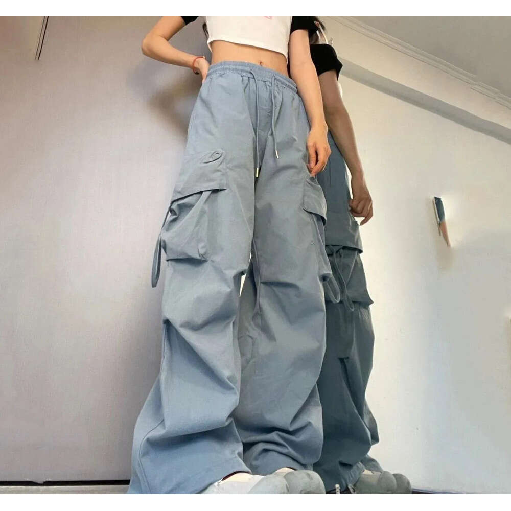 Retro Vintage High Street Baggy Pants Fashion Women Oversized Drawstring Pocket Pant Casual Streetwear Loose Jogger Trousers Z260314