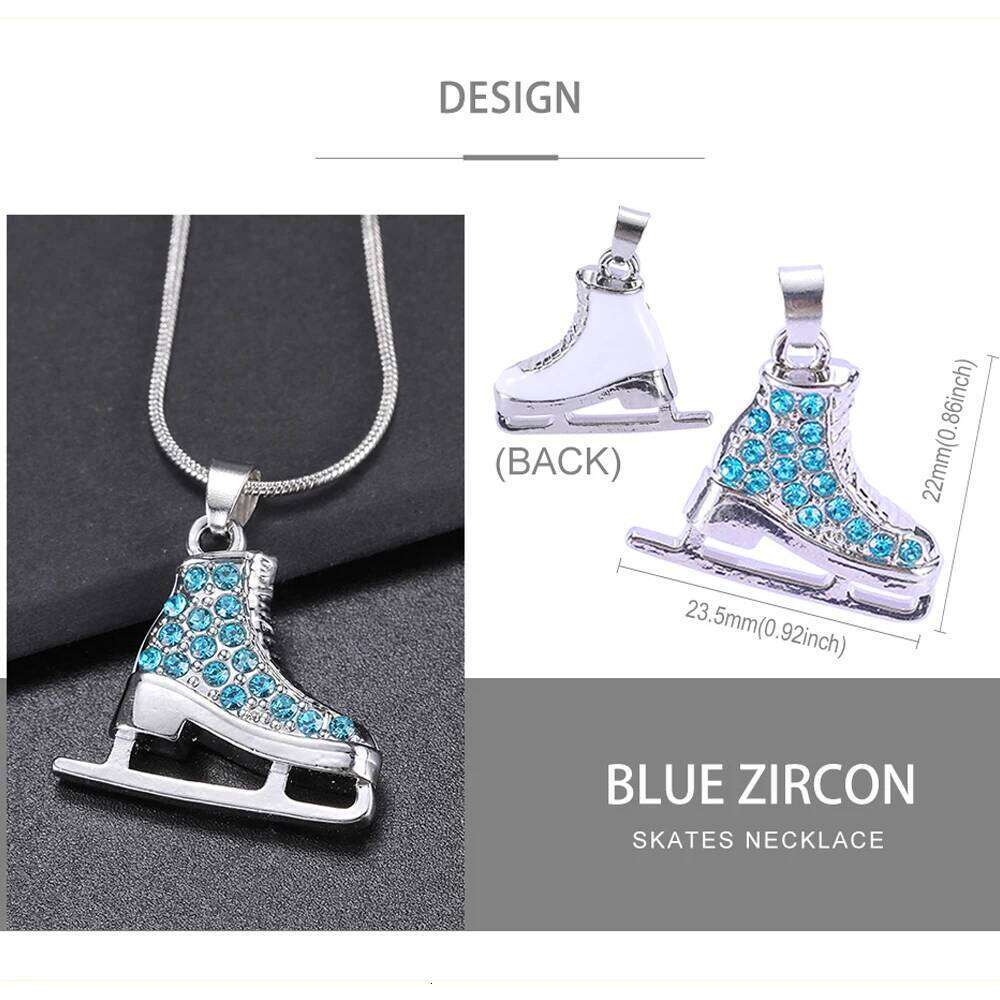 Zircon 3D Ice Skate Shoe Necklace White Enamel Blue Pink Crystal Family Chain Couple Pendant Gift For Men Women Jewelry H260312