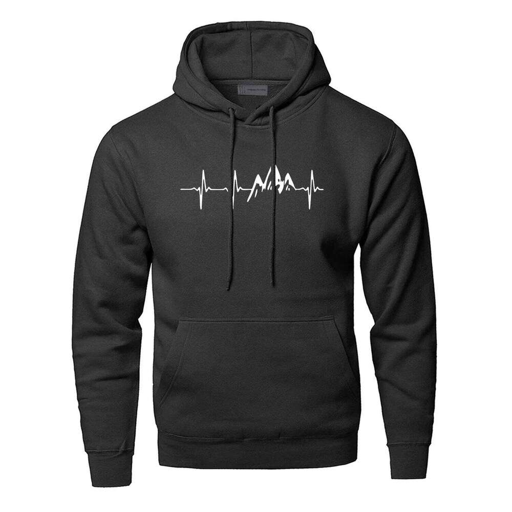 Mountain Heartbeat Hoodies Men Sound Ray Diagram Hooded Sweatshirt Hoodie Winter Autumn Print Black Gray Sportswear Z260314
