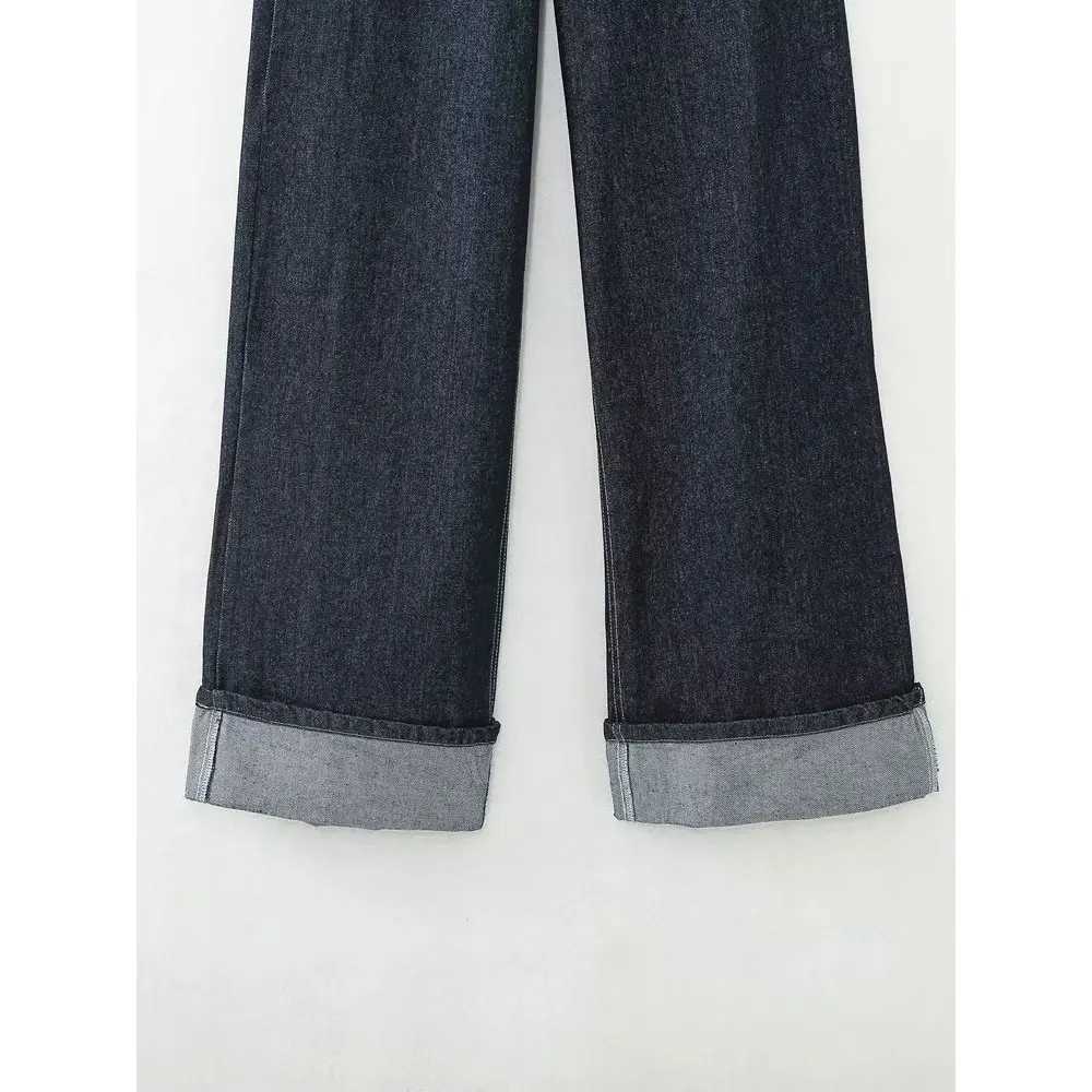 DUOPERI Women Fashion 2 Pieces Sets With Pocket Denim Blue Jackets Front Zipper Trousers Feamle Chic Lady Pants Sets M260313