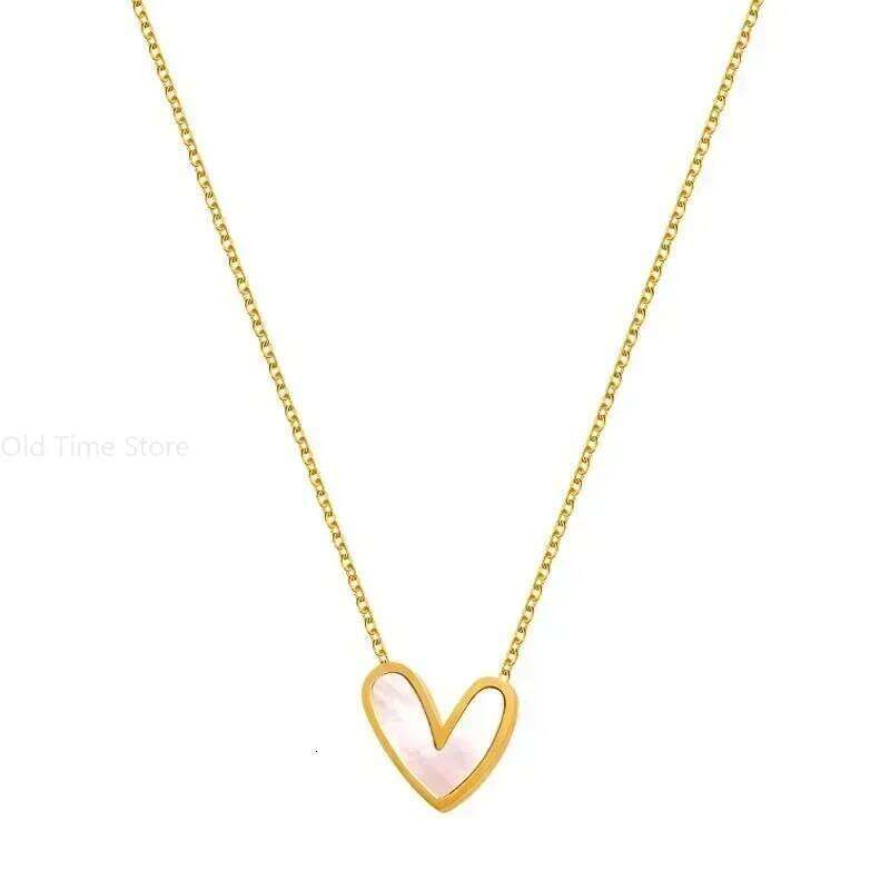 Minimalist Jewelry Pvd Gold Plated Stainless Steel Classic Heart Shaped Shell Necklace for Women Party Wedding H260312