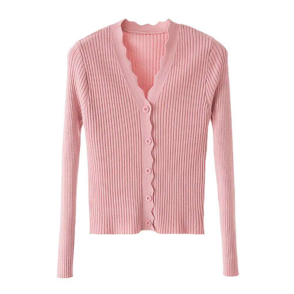 Knitted Cardigan Button Jacket 2023 Autumn Winter V-neck Long Sleeve Casual Tops For Women Sweater Green Z260314