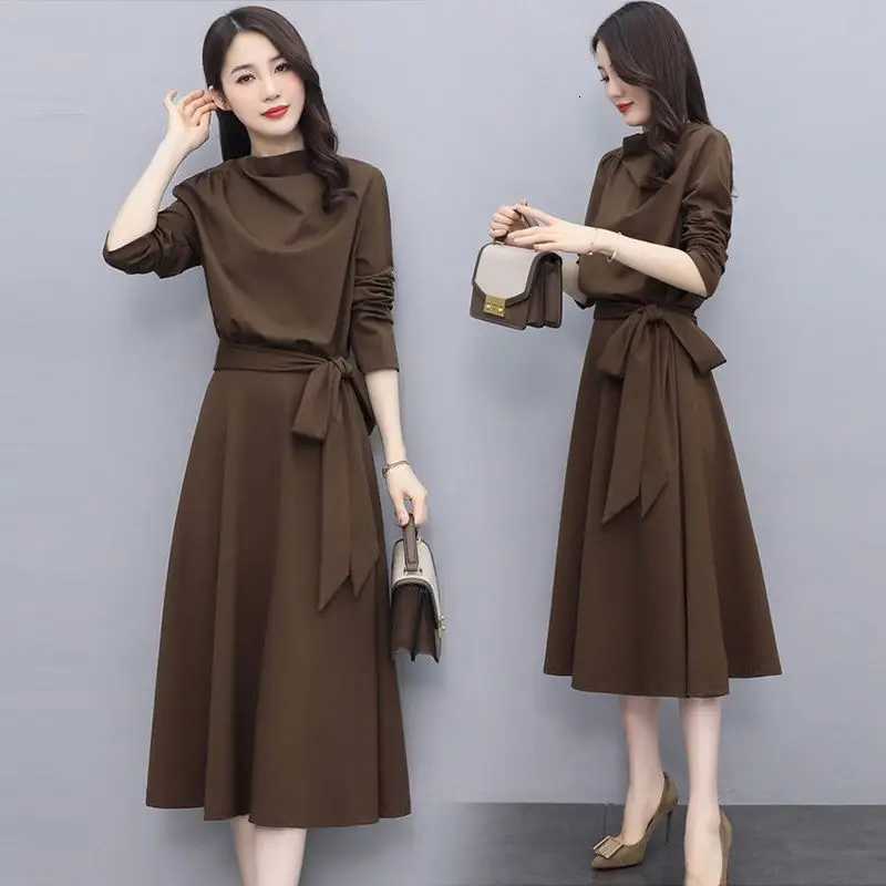 Long Sleeves Dresses Womens Elegant Midi Dresses for Women Womens Office Dress Woman Streetwear Autumn Winter Korean Style NewT260314
