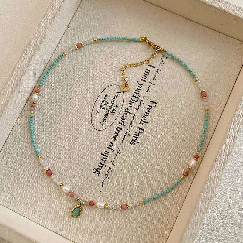 Natural Stone Pearl Bead Water Droplet Pendant Necklace 2025 Fashion Jewelry For Women's Sexy Collarbone Chain Accessories H260312