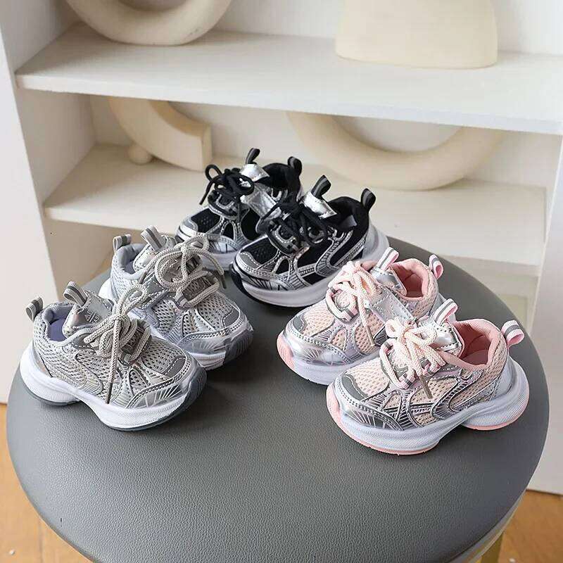Girls' Sports New Style Soft Sole Children's Casual Fashionable Breathable Stripe Dad Shoes for Kids Boy H08029 26Y0313