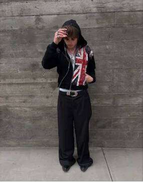 American Black New Fashion Trend Flag Printing Y2K Gothic Retro Hip Hop Men and Women Casual Punk Loose Zipper Street Clothing Z260314