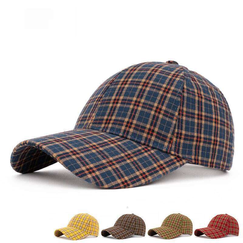 Women's All-Season Versatile Baseball Cap - Daily Wear Retro Plaid Cotton Hat 56-61cm with Simple Style Z260313