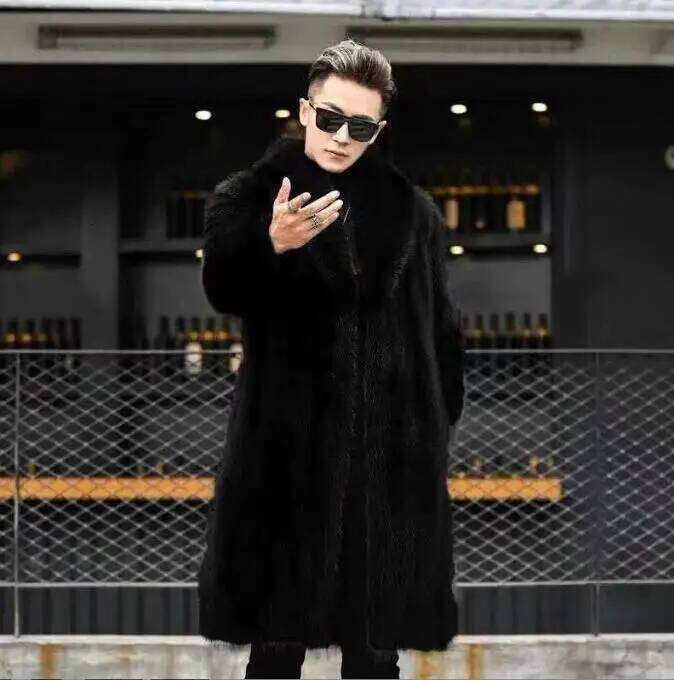 Men's Long For Man Winter Thicken Fluffy Jacket Man's Warm Outerwear Faux Fur Loose Coat Z260313