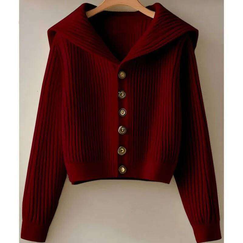 Spring Autumn Women Leisure Solid Color Knitted Retro Lady Fashion Long Sleeves Sweater Cardigan Lazy Wind Female Knitting Top Z260313