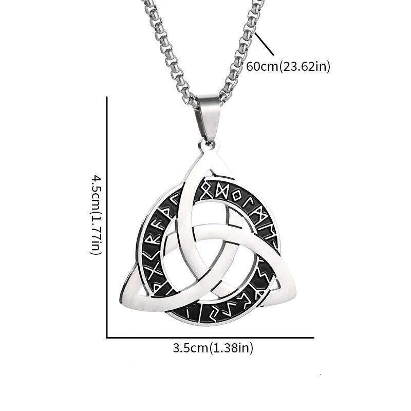 Stainless Steel Trinity Celtic Nordic Rune Pendant Necklace Retro Ethnic Style Irish Knot Lucky Amulet Jewelry for Men H260312