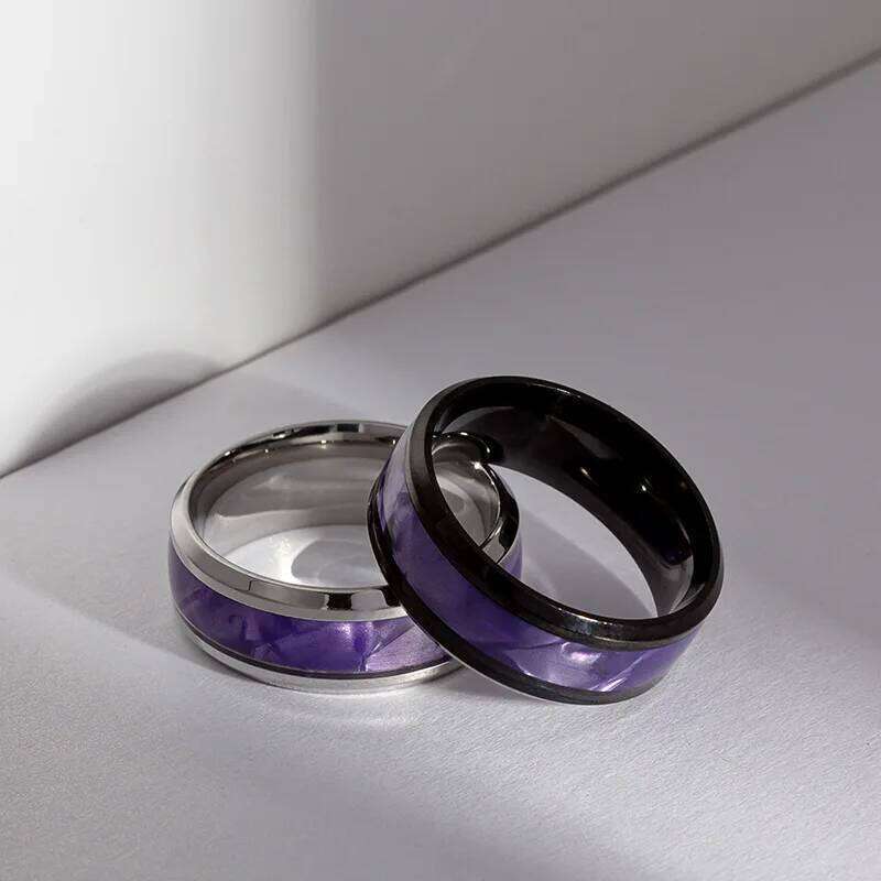 Hot Selling Classic Titanium Steel Black Elegant Purple Colorful Couple Ring For Women Men Jewelry Accessories Size 6-13 H260312