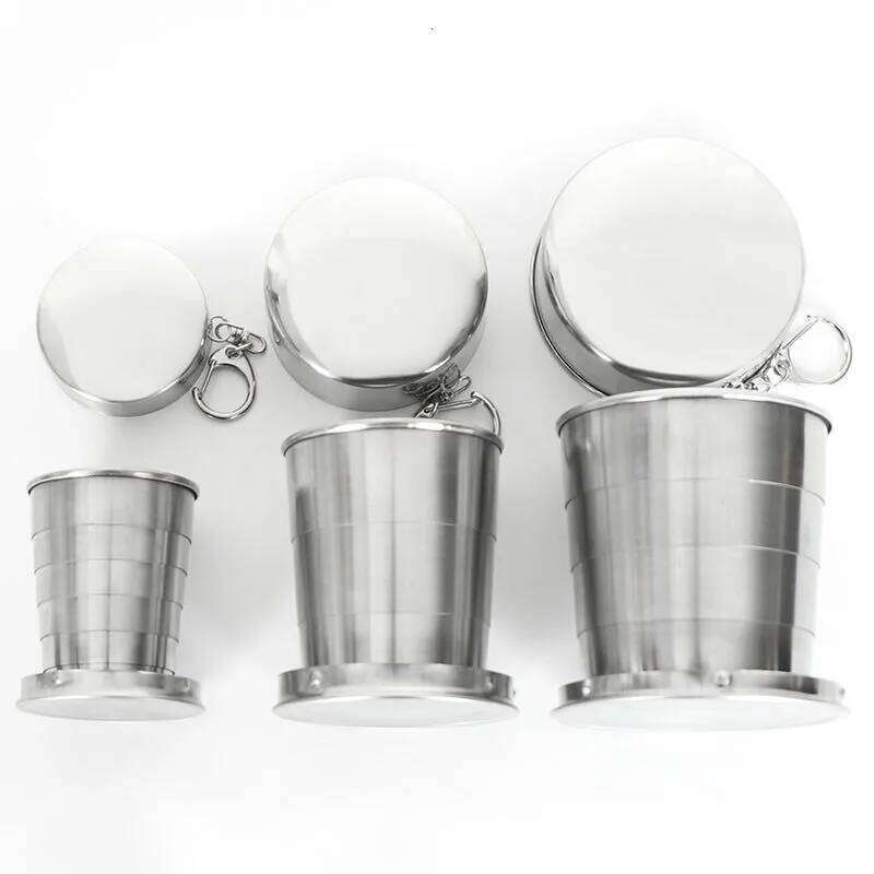 Portable Stainless Steel Folding Cup Outdoor Travel Camping Foldable Drinkware Metal Wine Glass Water Cups 75ml/150m Z260313