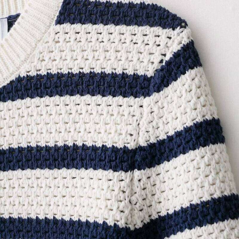 Women Vintage Striped Knit Cardigan Short Sleeves Single Breasted O-Neck Button-up Sweater Summer Casual Tops Z260313