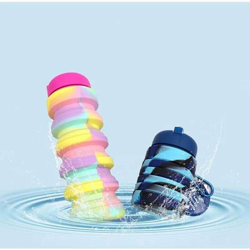 Silicone Collapsible Water Bottles,Portable Foldable Expandable Sports Cups, Leak Proof Reusable ,for Outdoor Activities Travel Z260313