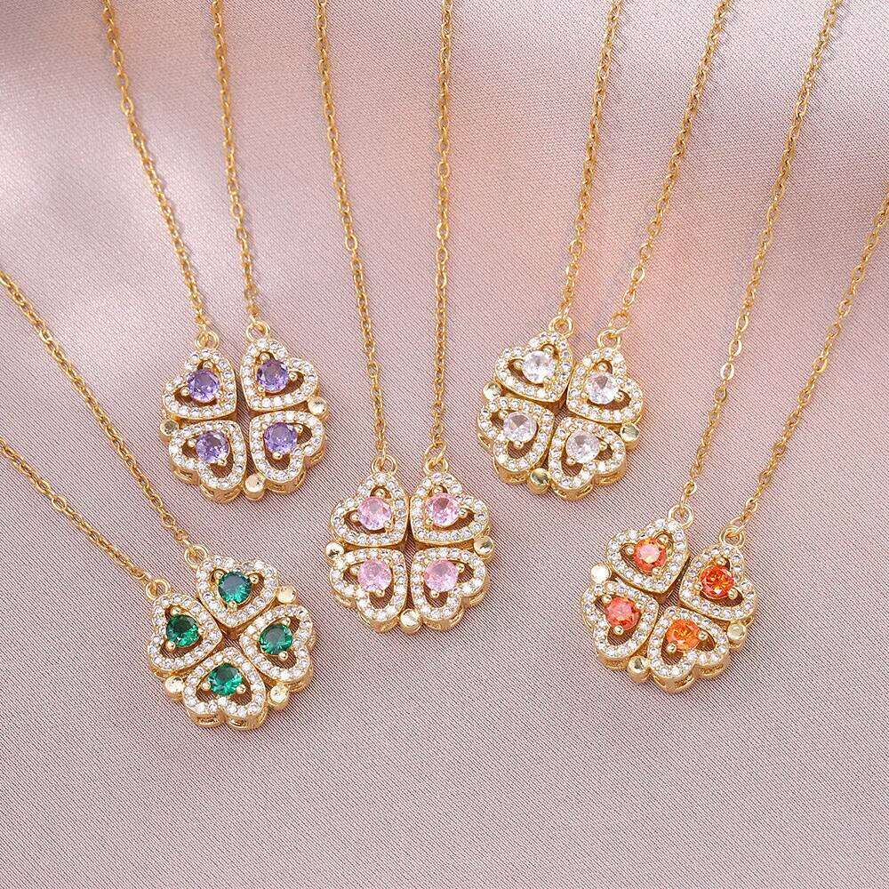 Romantic Sweet Can Open Zircon Cr Choker Necklace for Women Girls Trendy Stainless Steel Chain Bling Jewelry Gifts H260312