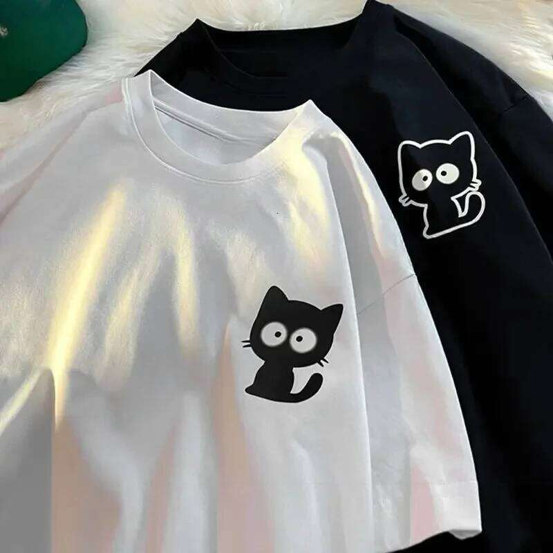 Female Casual Printing O-neck Short Sleeve T-Shirt 2025 New Summer Trend All-match Loose Cartoon Pullover Top Tee Women Clothes Z260314