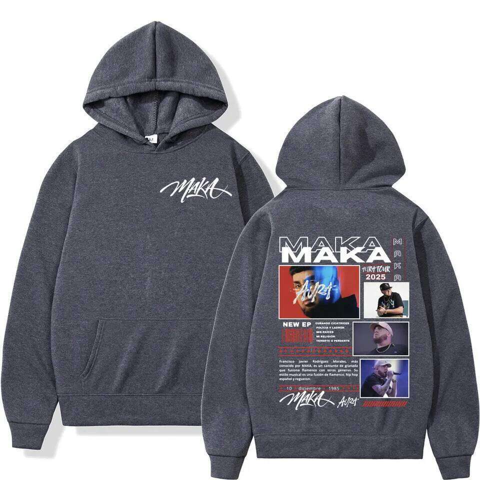 Rapper Maka Aura 2025 Tour Merch Hoodies Men's Women Fashion Hip Hop Hooded Sweatshirts Fans Gift Oversized Pullovers Streetwear Z260314