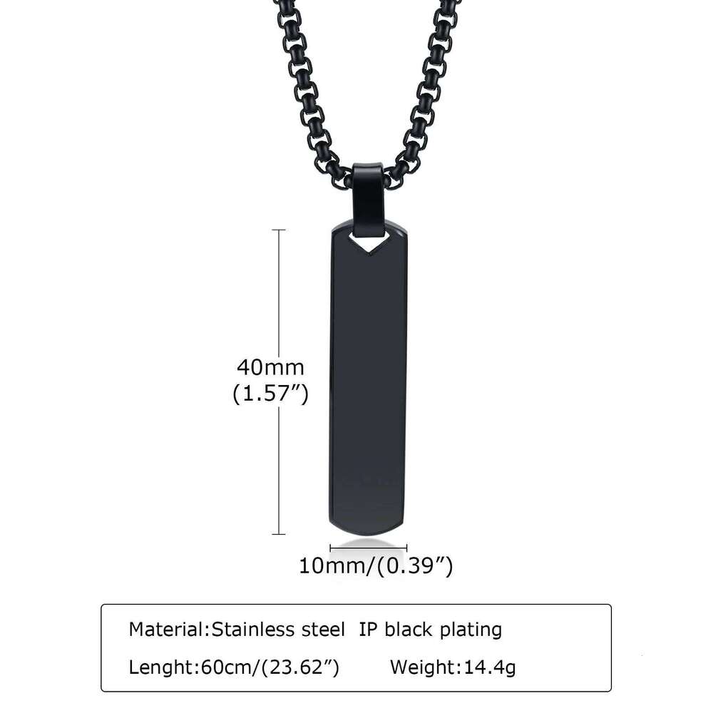 Vnox Initial Necklace Men, Thick Geometric Vertical Bar Pendant with A-Z Letters, Casual Simple Collar, Gift for Him H260312