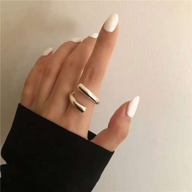 925 Sterling Silver Geometry Irregular Adjustable Rings For Women Simple Engagement Fine Jewelry Accessories Prevent Allergy H260312