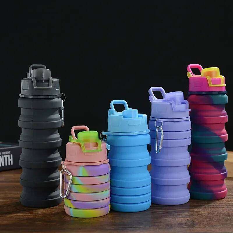 Portable Water Bottle, Large Capacity, Outdoor, Cycling Sports, 500ml, Folding, Silicone, Creative Z260314