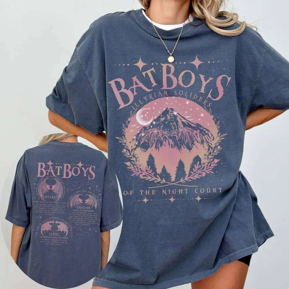 ACOTAR Bat Boys Sarah J Maas Book Boyfriend Night Court 100% Cotton Loose Retro Shirt Unisex Tee Fantasy Apparel Y2K Top Z260314