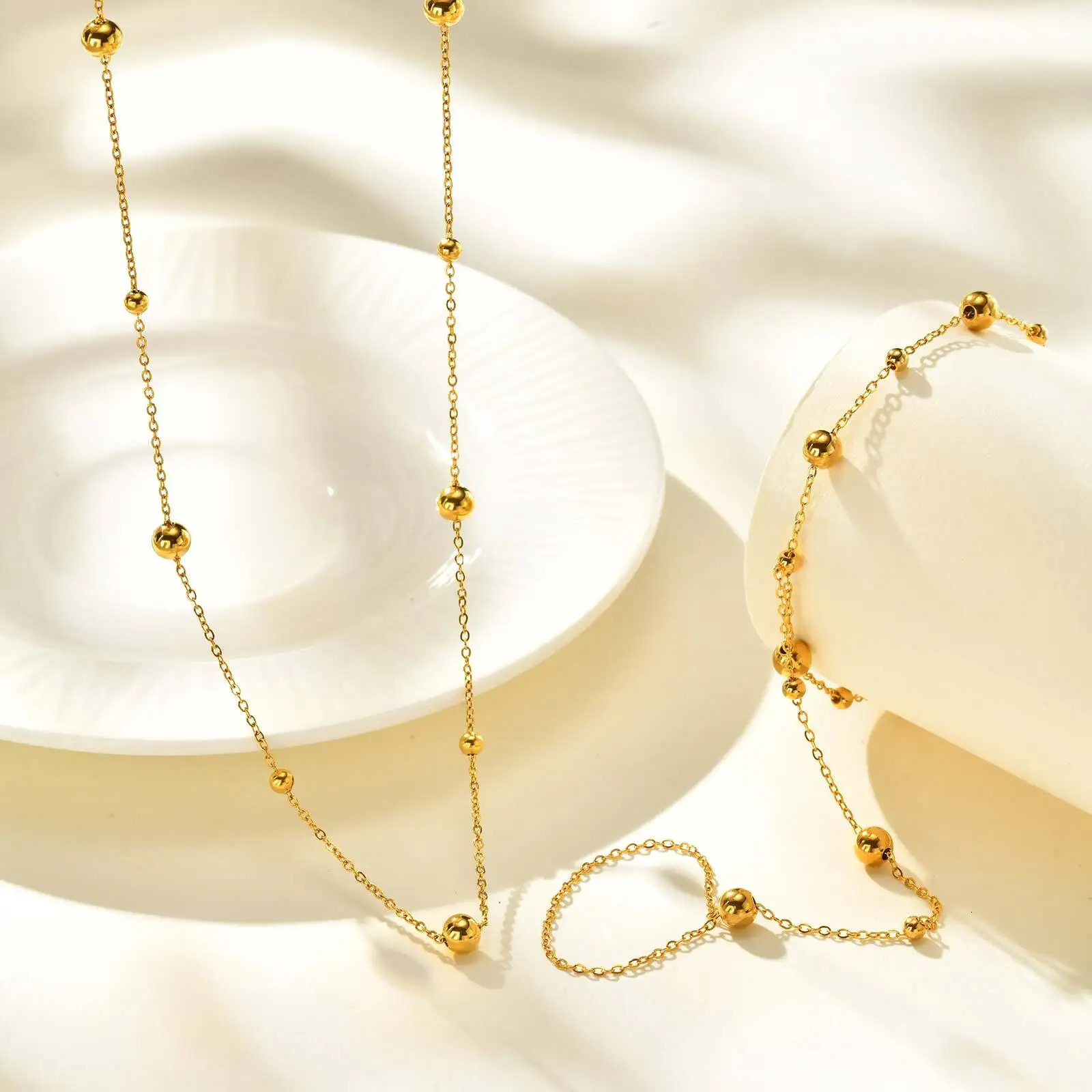 Stainless Steel Bead Hand Chain Bracelet For Women Trendy Ring Bracelet Hand Chain Body Jewelry 260313