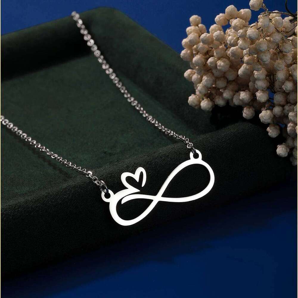 Kinitial Simple Infinity With Heart Pendant Necklace For Women Wedding Jewelry Stainless Steel Necklaces H260312