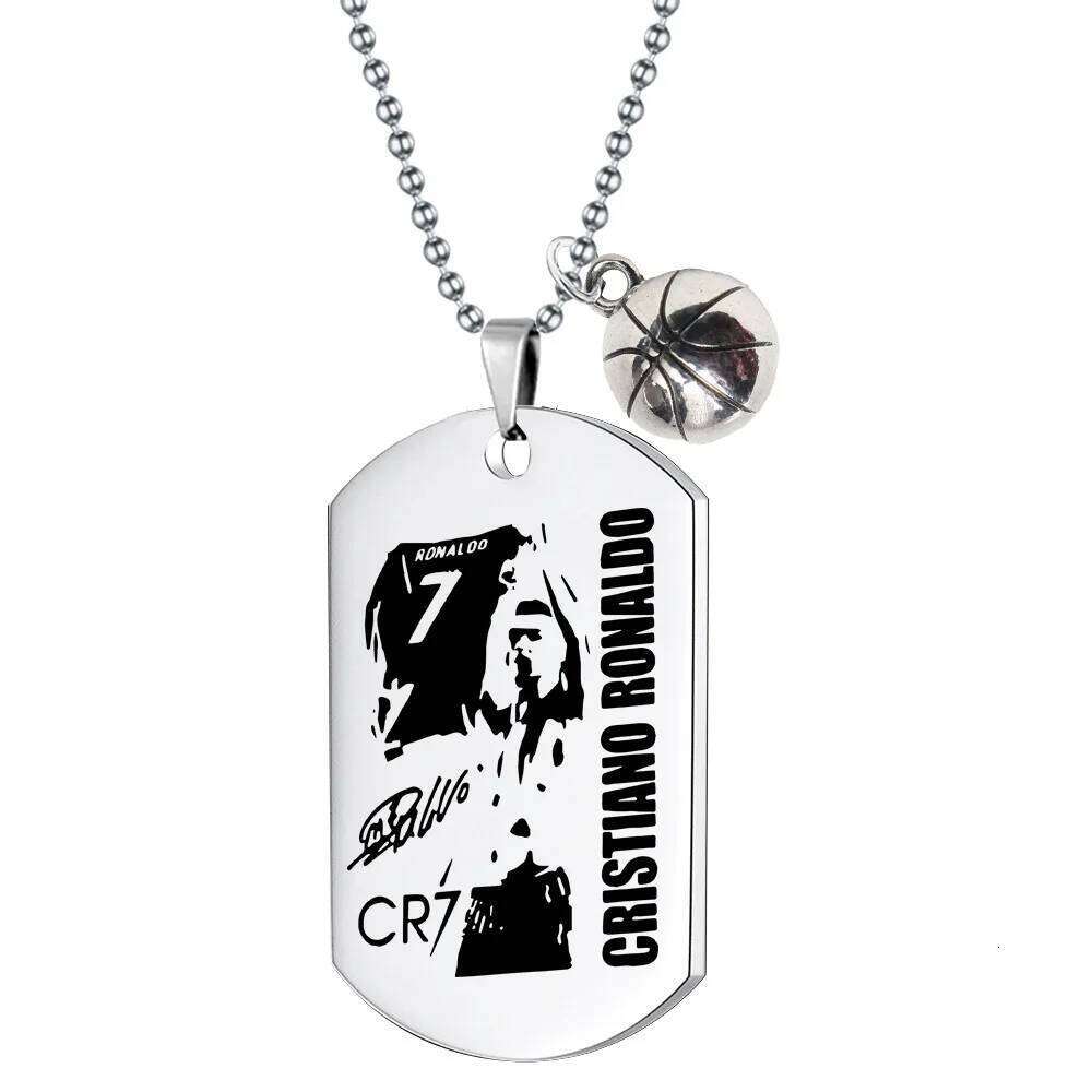 Football Soccer Star Gift Lionel Messi Cristiano Ronaldo Neymar Stainless Steel Pendant Necklace for Men Chain Accessories Jewel H260312
