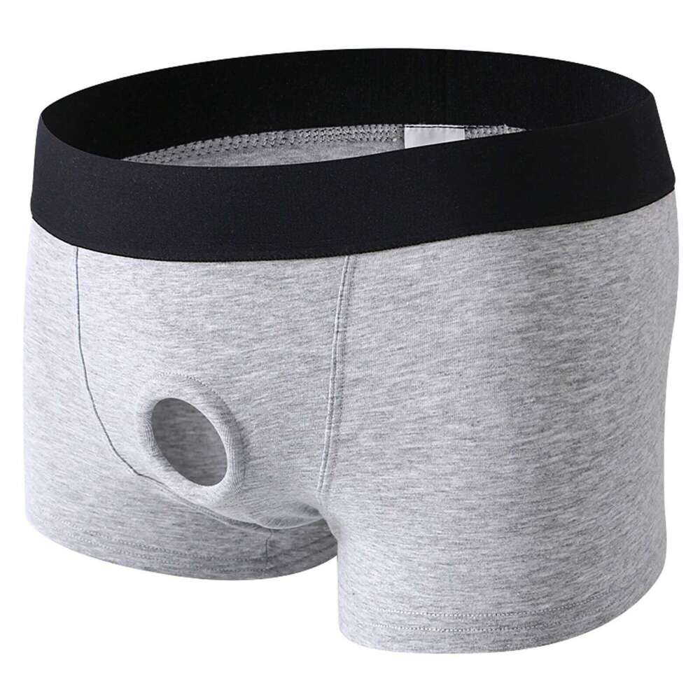 CLEVER-MENMODE Men Underpants Penis Open Pouch Hole Boxer Shorts Cockring Panties Cotton Underwear Boxershorts hombre