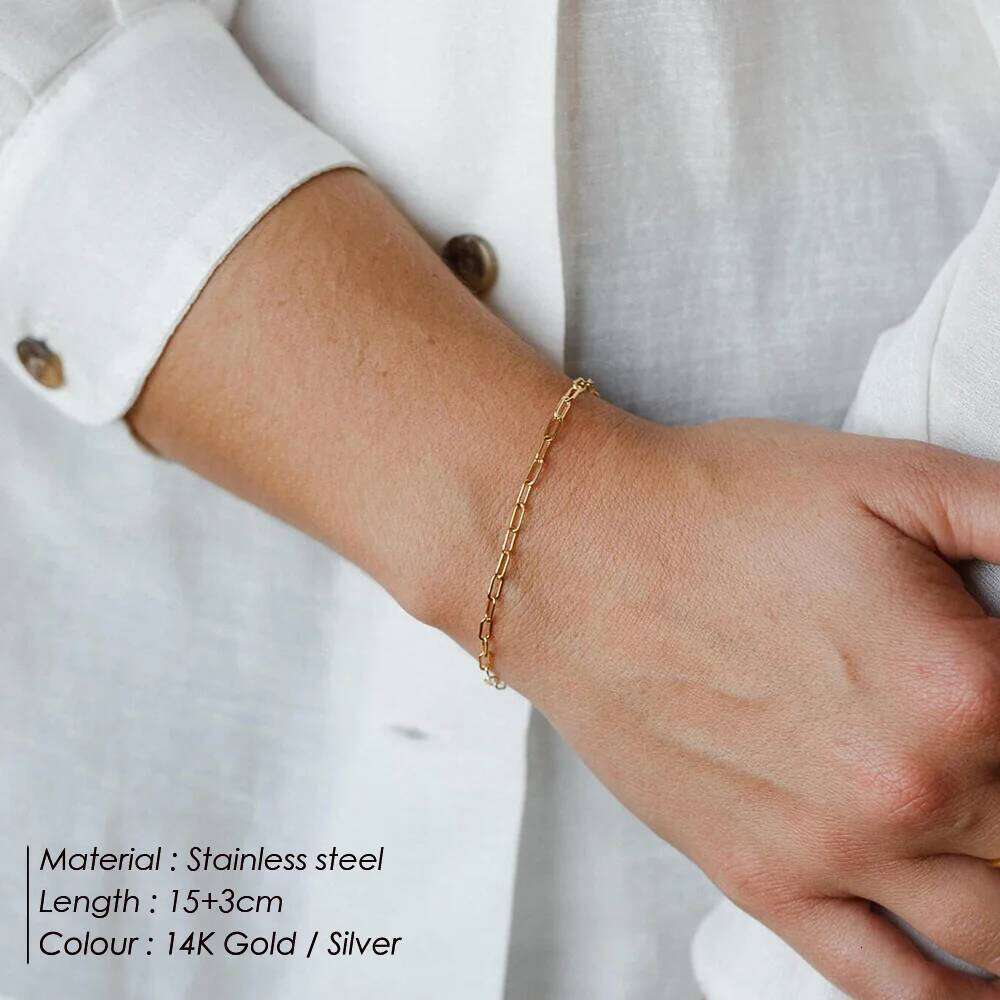 eManco Stainless Steel Adjustable Square Wire Chain Bracelet Women's Minimalist Fashion Accessories Wholesale Z260313