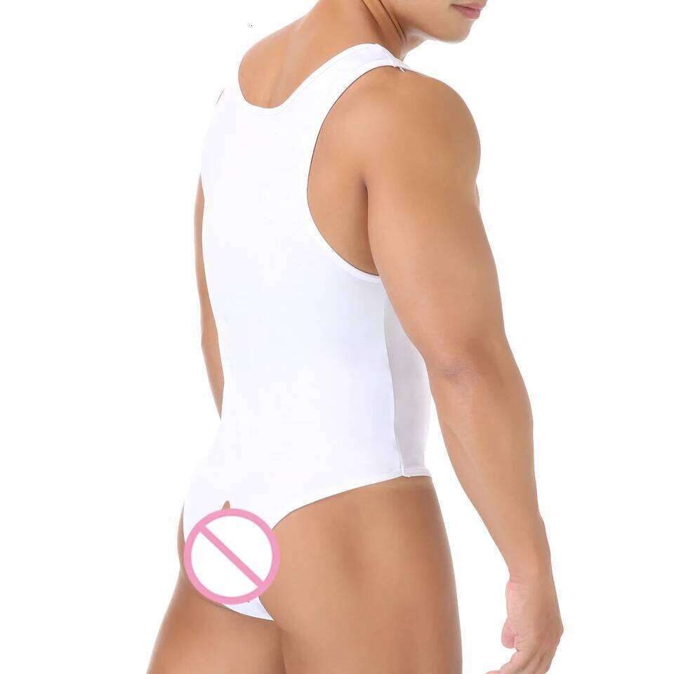 Men Shapewear Bodysuit Tummy Control Sexy Leotard Jock Strap Slimming Sleeveless Open Buttocks One-Piece Undershirt Shaper 26Y0313