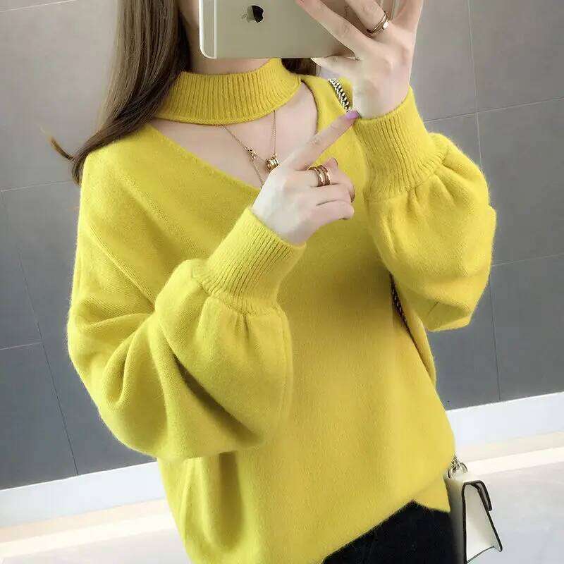 Woman Sweaters Velvet Padded Autumn Winter Pullover Thick Loose Lantern Sleeve Sweater Femme Chandails Pull Hiver Z260313