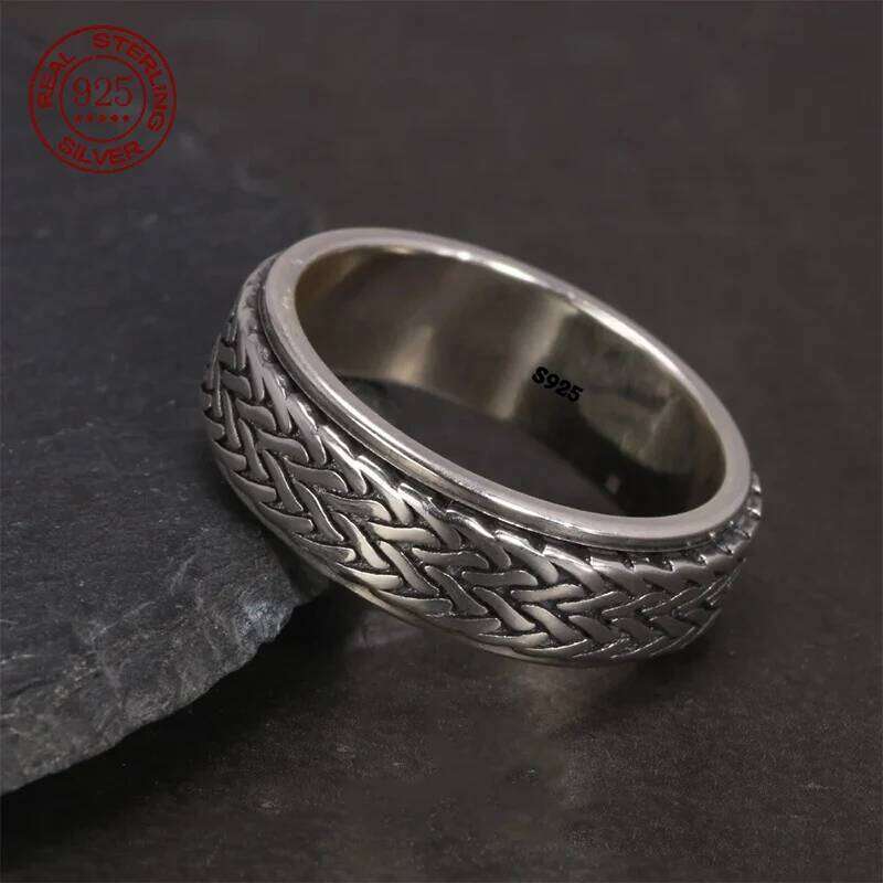S925 Sterling Argent 925 Rings For Women Men Spinner Pure Ring Solid Silver Jewelry Birthday Gifts H260312