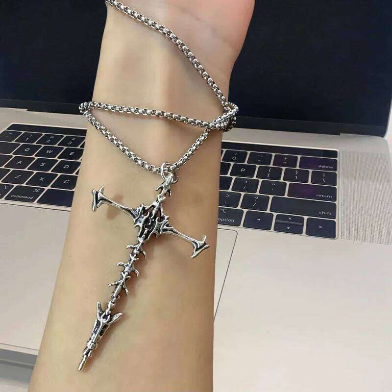 New Hip Hop Vintage Cross Necklace Unique Design Stainless Steel Goth Necklaces Fine Jewelry Gift for Women Men Wholesale H260312
