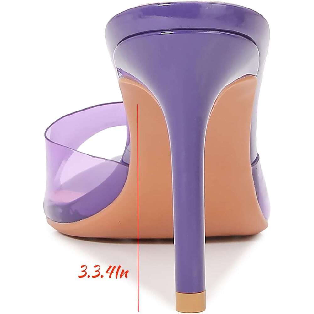 Women S Clear Pointed Open Toe Stiletto Heel Slide Sandal Fahion Sexy Slip On Tranparent Strap High Heel Mule Summer Backle Party Wedding Prom Dre MOJ