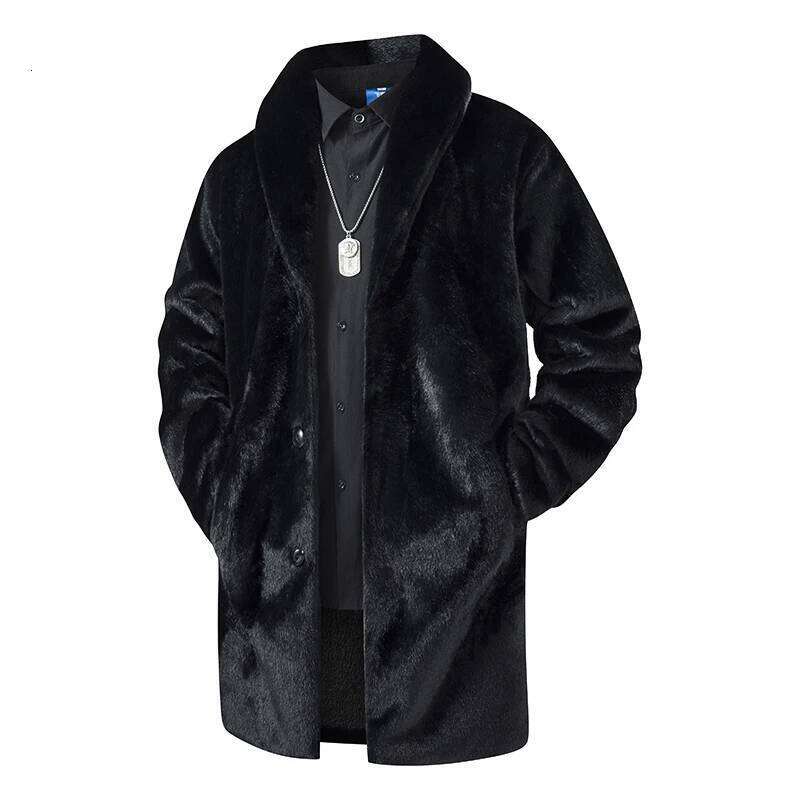 2025 Winter Luxury Faux Mink Cold-proof Fur Coat Men Brand Long Outerwear Jacket Street Style Thicken Warm Overcoat Man Z260313