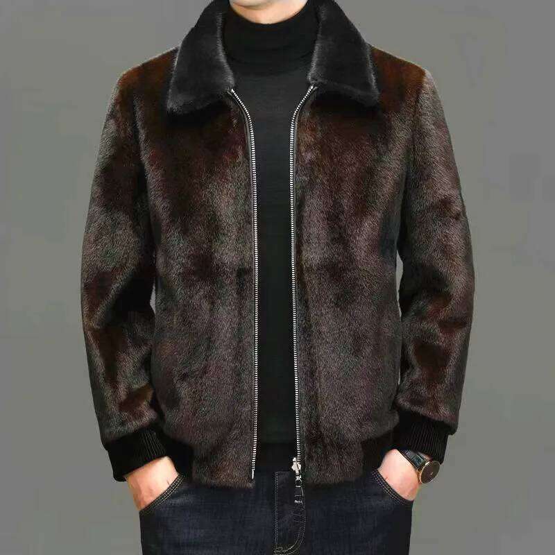 Winter New Fashion Men's Turn-down Collar Long Sleeve Zipper Faux Fur Jackets American Male Thicken Casual Trendy Daily Coats Z260313