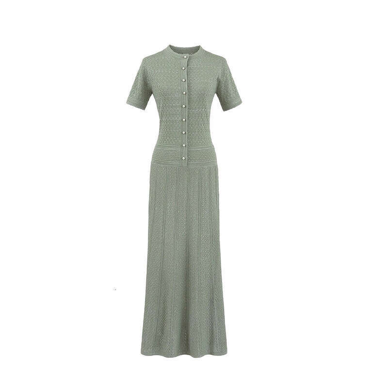 Designer French luxury high-end hollow pattern elegant women's summer short sleeved dress 2026