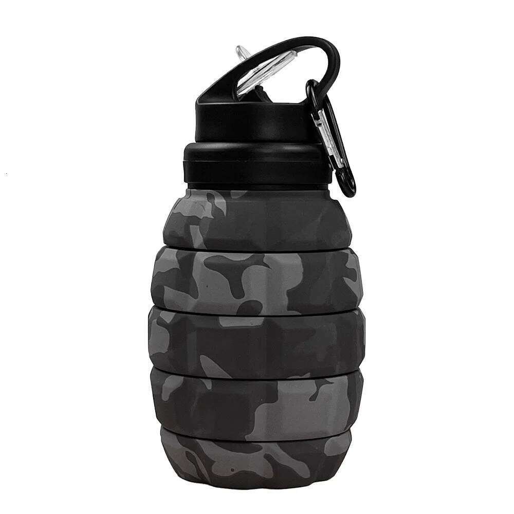 Food-Grade Silicone Folding Retractable High Temperature Camouflage Sports Water Bottle Riding Camping Z260313
